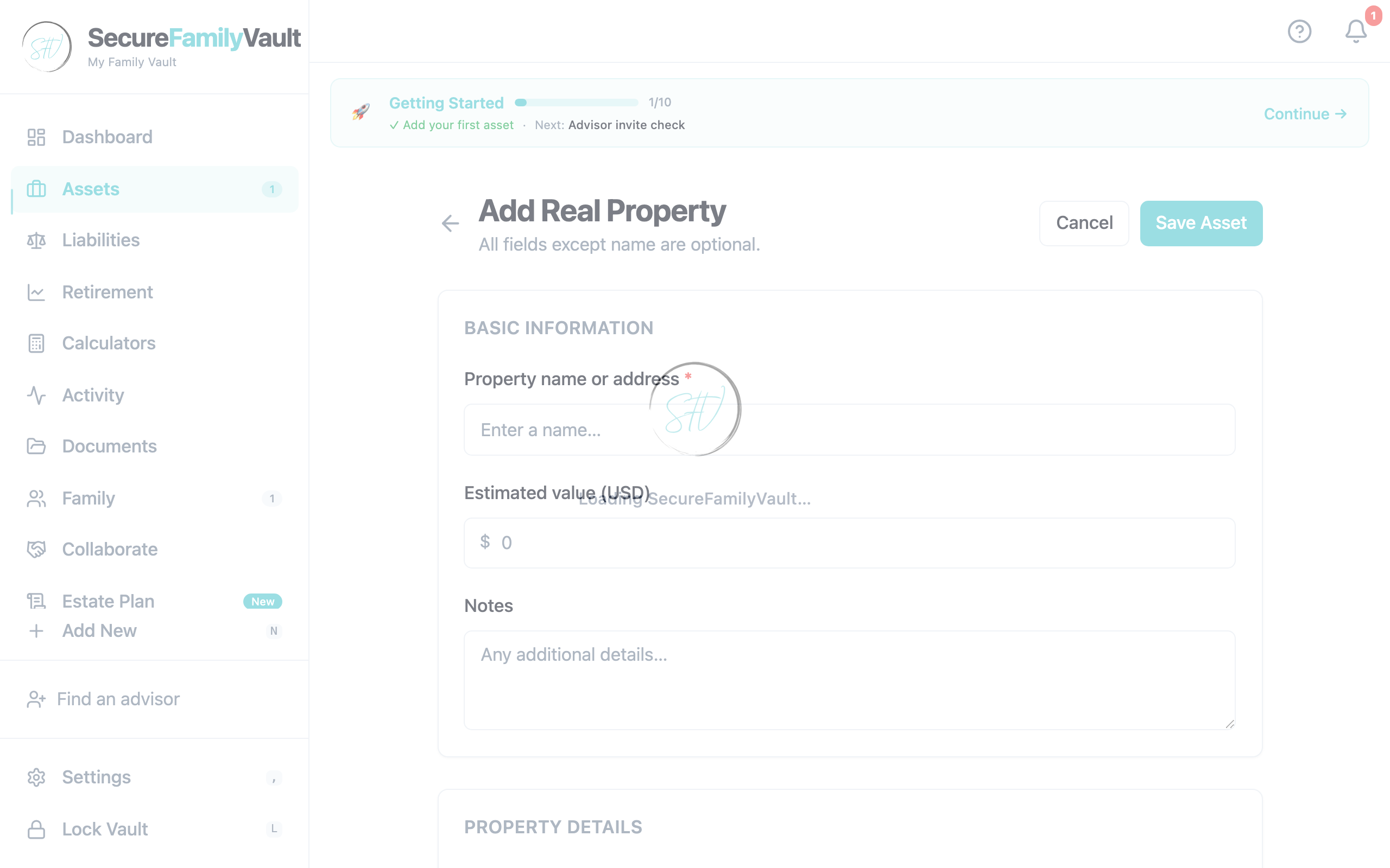 Smart fill for a property asset — address autocomplete and Leaflet map preview
